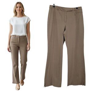 A Line Brand Stretch Wide Leg Trousers Tan Size 12 Minimal Chic Workwear Preppy